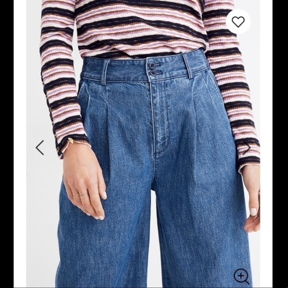 Madewell pleated wide leg jeans. K4982 - Picture 4 of 11